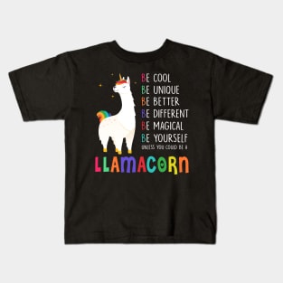 Llamacorn Funny Cute Llama Unicorn Kids T-Shirt